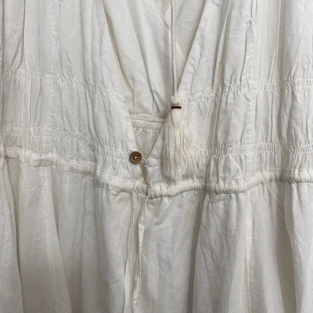 Free People Lulu‎ Bone White Midi Dress Endless Summer Open Back Sleeveless Sz M